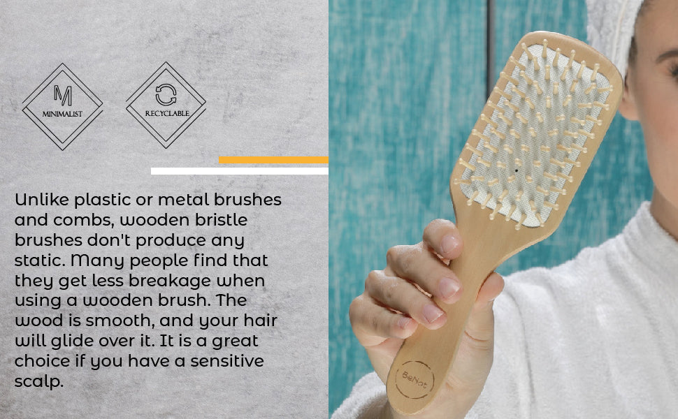 Natural Wooden Detangling Hair Brush.