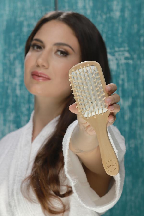 Natural Wooden Detangling Hair Brush.