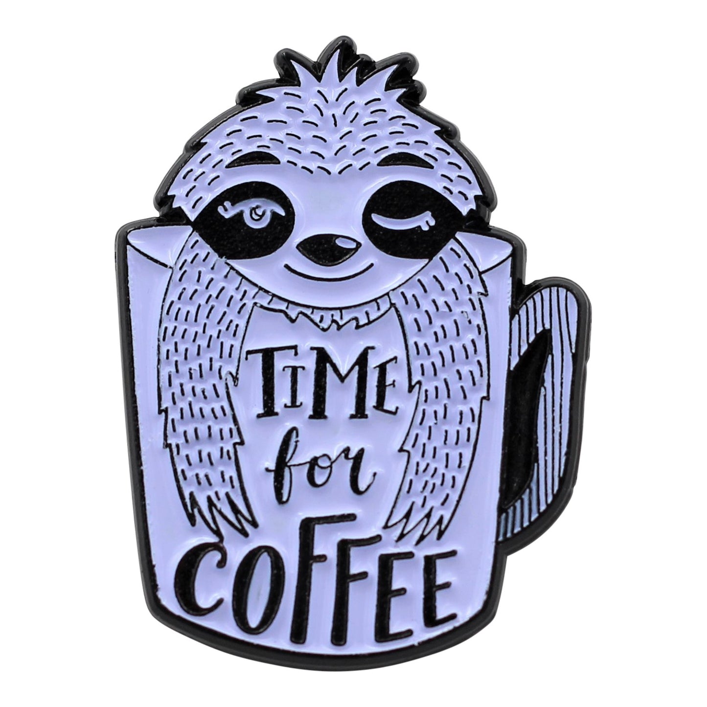 Coffee Sloth – Time For Coffee Enamel Pin.