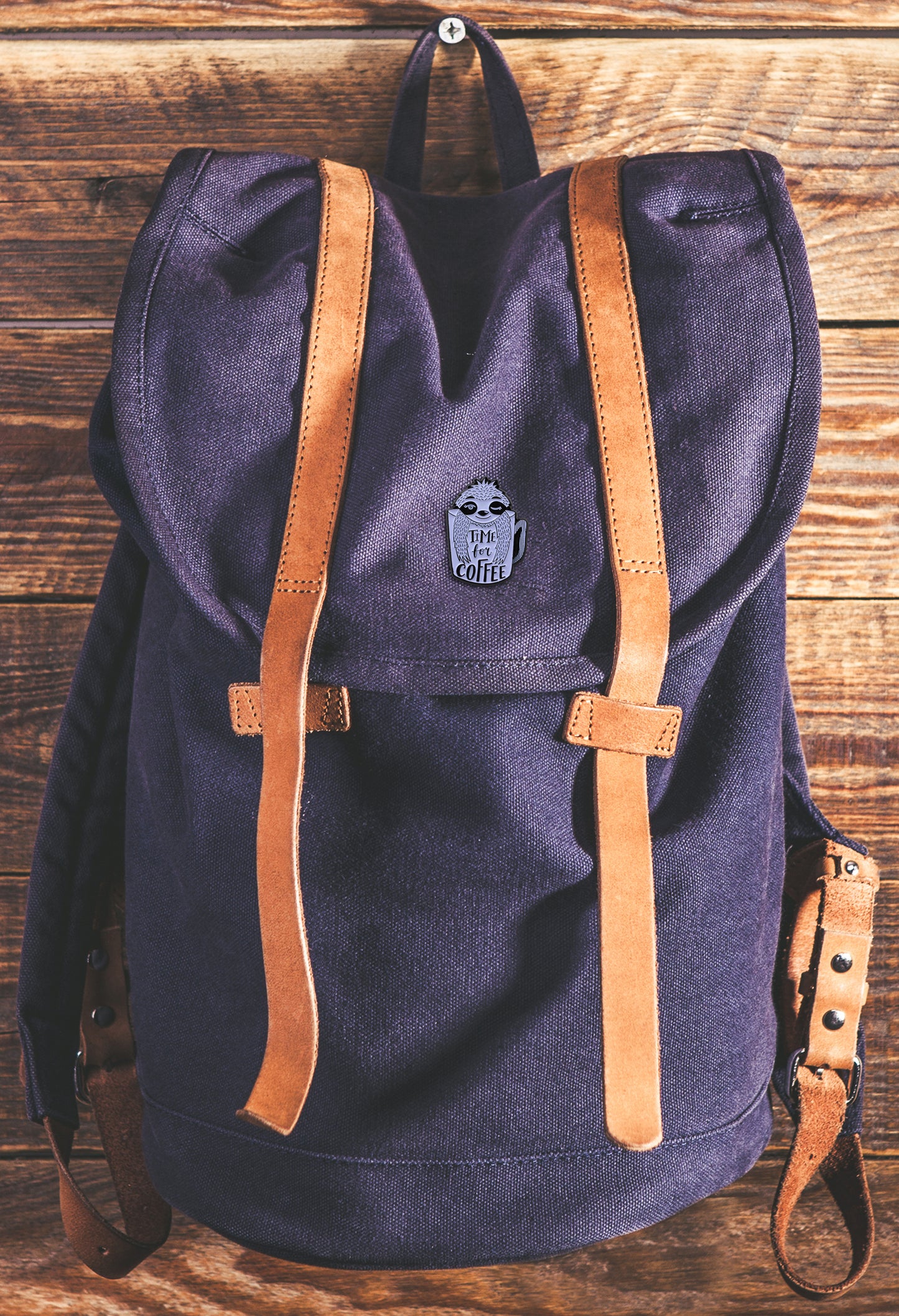 Coffee Sloth – Time For Coffee Enamel Pin.